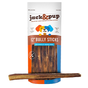 9. Jack&Pup 12-inch Bully Sticks Dog Treats